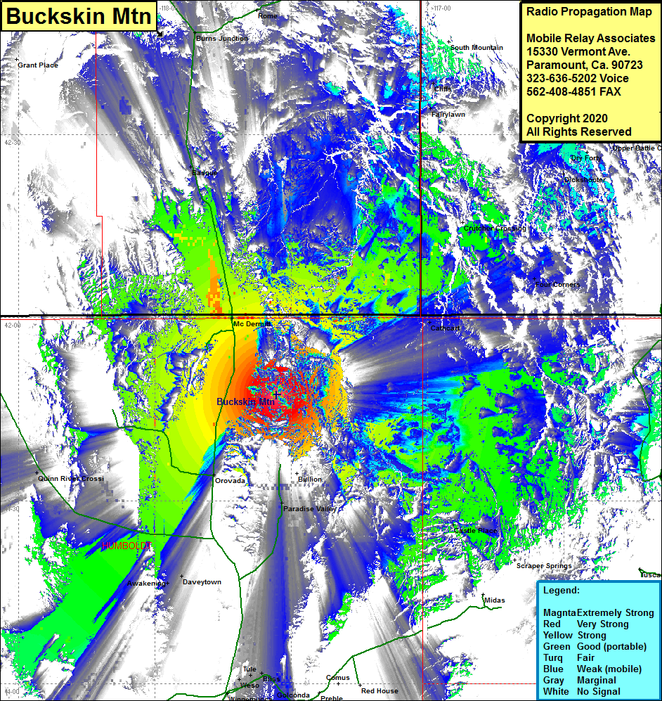 heat map radio coverage Buckskin Mtn